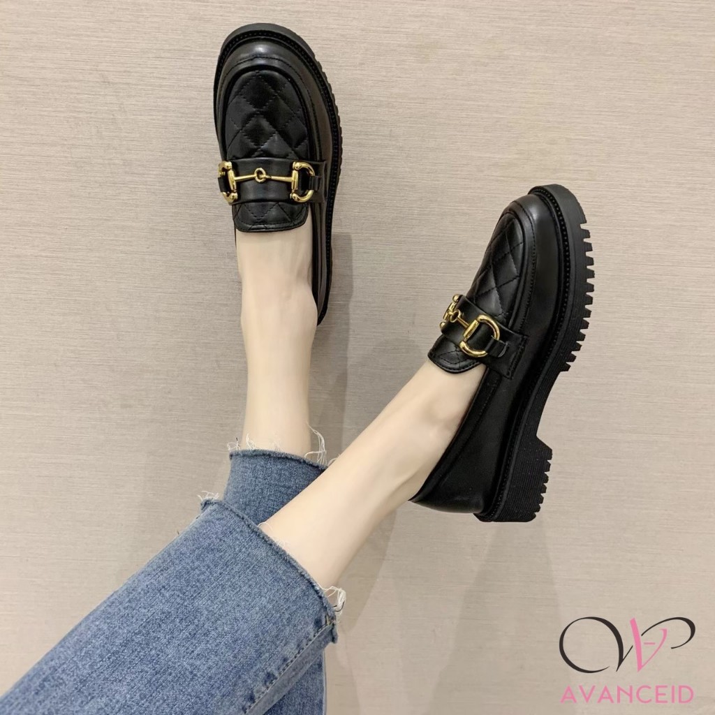 HOT SALE AVANCEID 1909 Loafers Sepatu Sneakers Wanita Kerja Docmart Hitam
