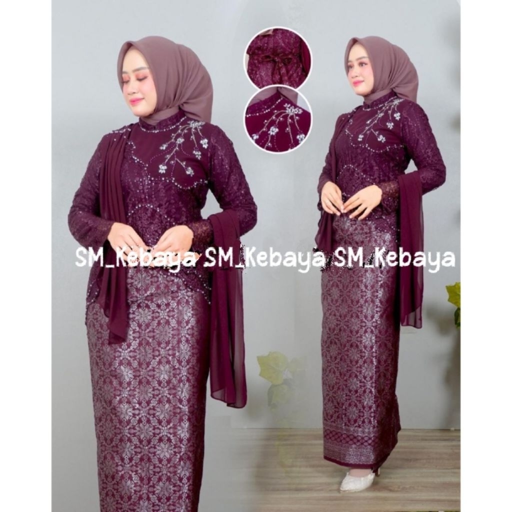 SM Kebaya / Kebaya Wisuda Selendang Payet Modern / Kebaya Lamaran / Kebaya Melati / New Kebaya Wisud
