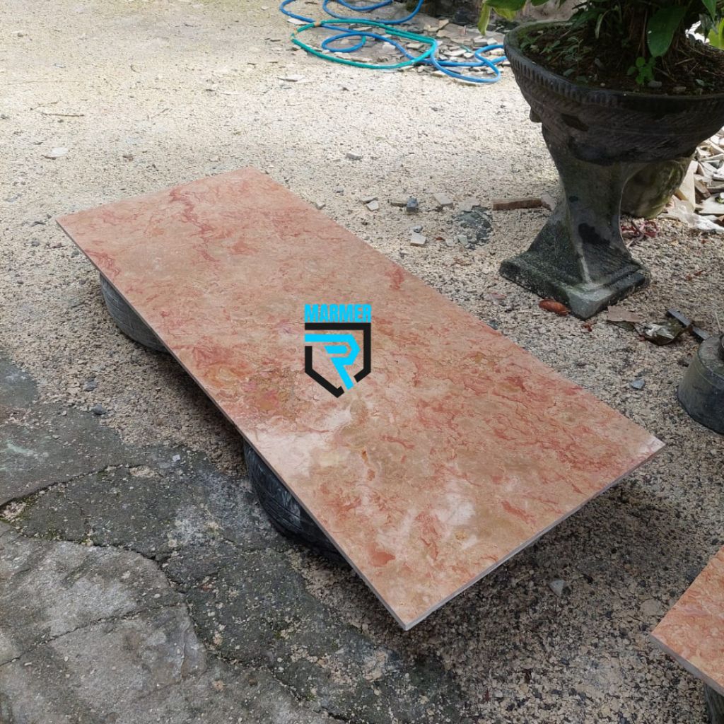 Lembaran siku poles glossy batu marmer merah