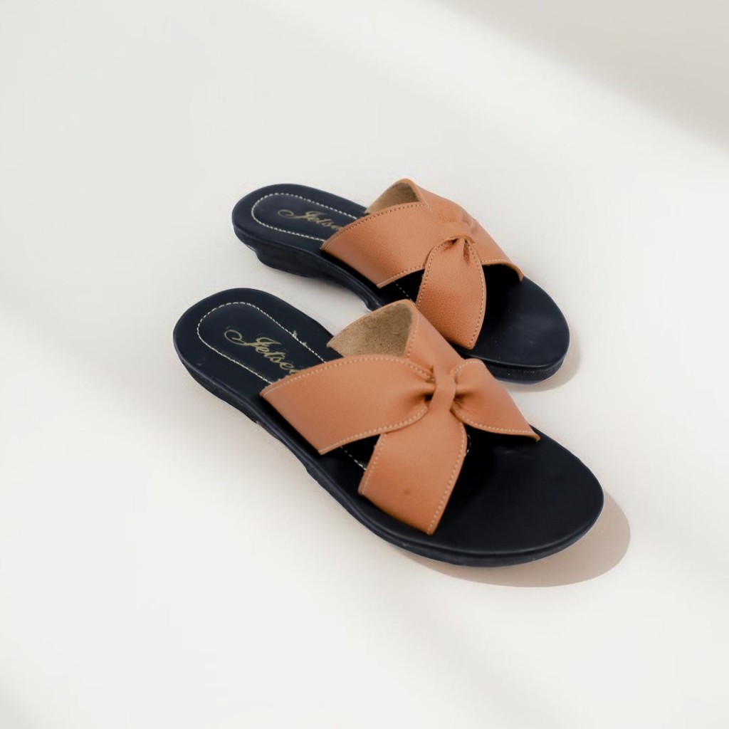JETSET Sandal Wanita HAK 2CM Cantik Model Pita  – Sandal Slip On Elegan & Nyaman | Sandal Jepit Wani
