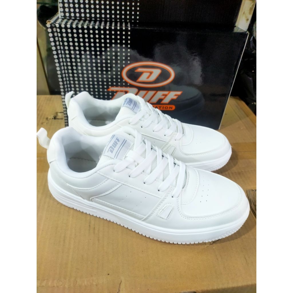 Sepatu sneakers fashion pria putih full Duff Raiden original