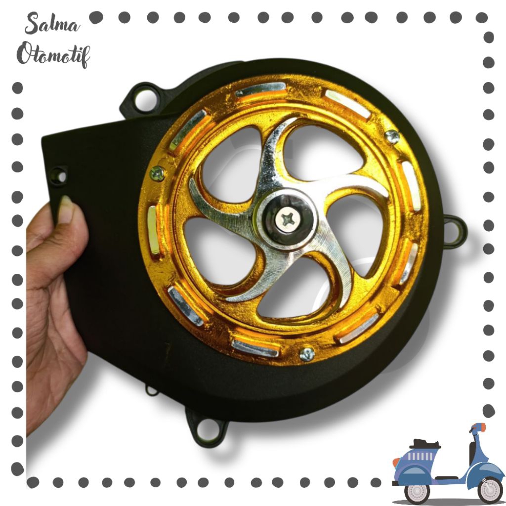 Cover Tutup Kipas Mio Sporty / Mio Smile / Fino Lama / Nouvo Lama set Spinner Sabit Gold
