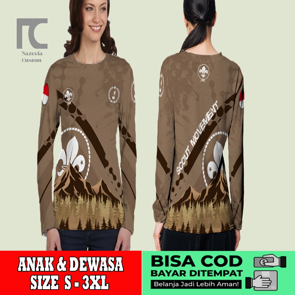 kaos pramuka lengan panjang | Kaos Baju Wanita Pramuka Pembina Lengan Panjang Fullprint art 02