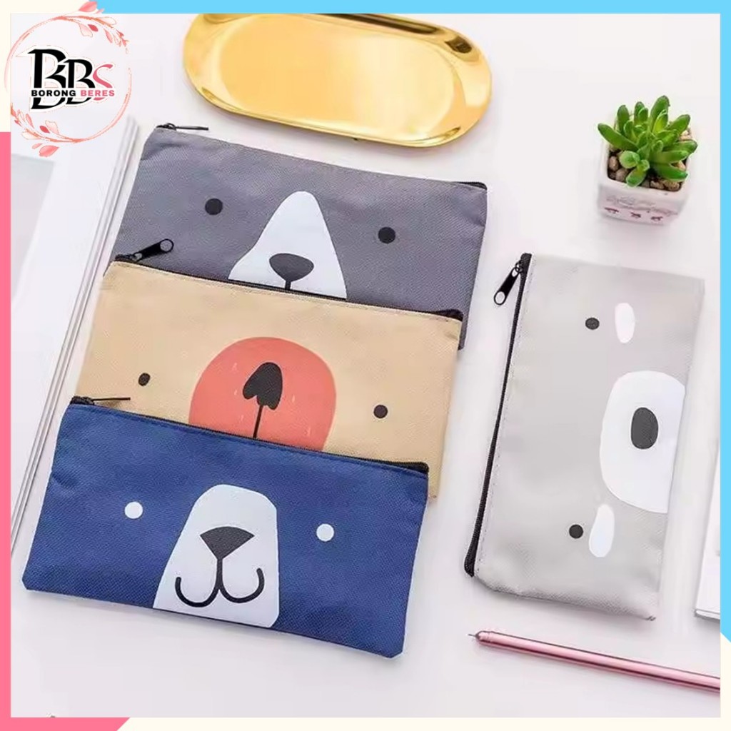 

BORES Tempat Pensil Pulpen Kain Kanvas Karakter Hewan Lucu Kotak Pensil Serbaguna Motif Animal Dompet pouch make up kosmetik wanita