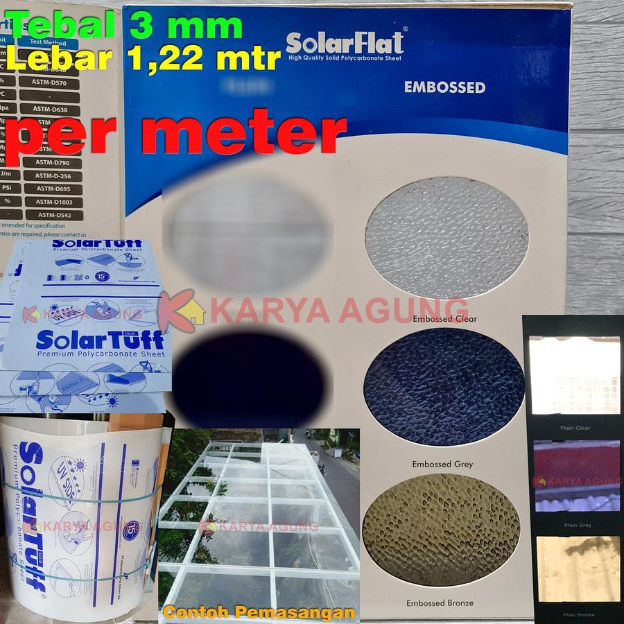 Atap SOLARTUFF SOLID 3mm Embossed (Motif) PER METER / SolarFlat 3 mm (Meteran) Fiber Kanopi Rumah Po