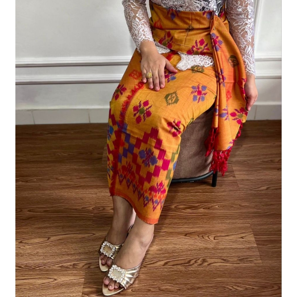 Kamen Lembaran Endek Tenun Lasem Premium Set Selendang