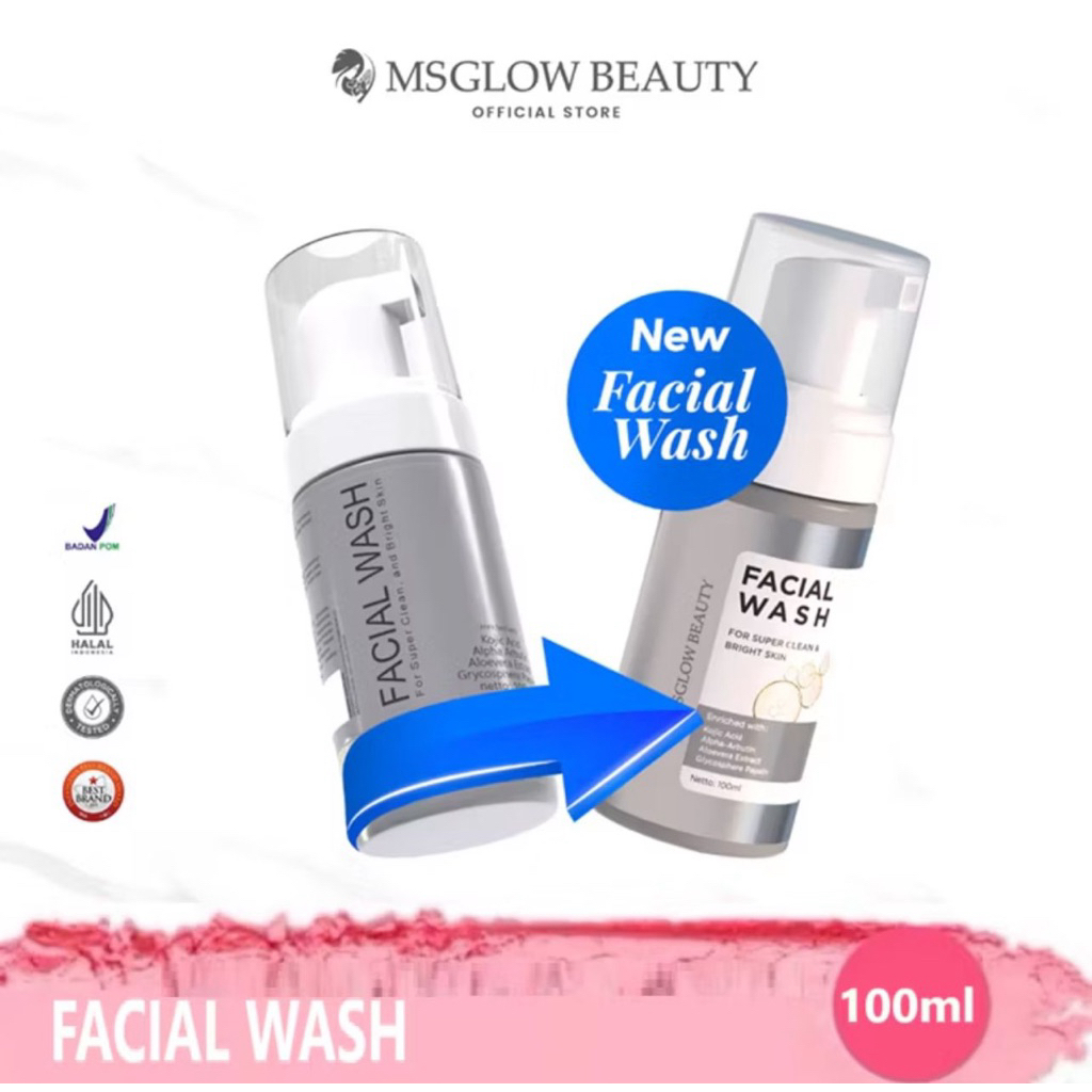 MS GLOW Facial Wash Whitening 100ML - Sabun Cuci Muka Arbutin