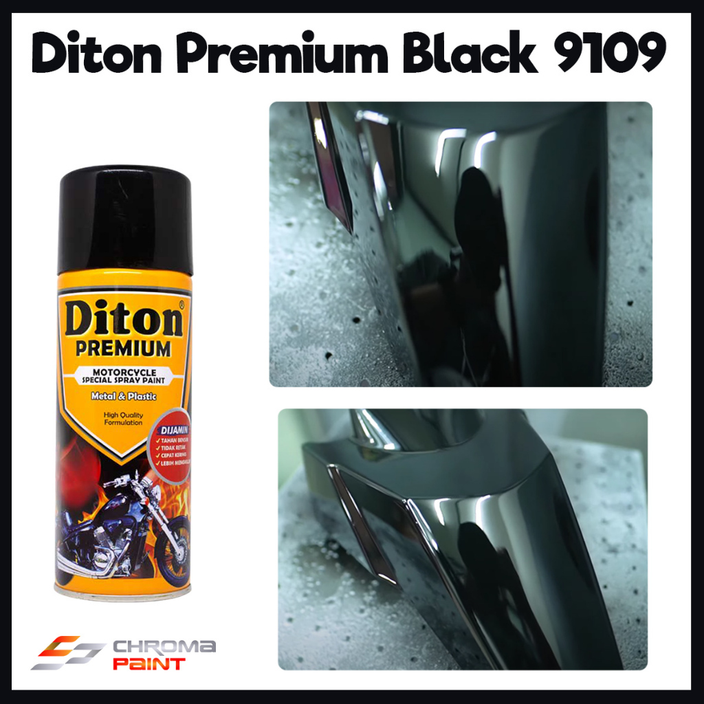 Cat Semprot Diton Premium Solid Warna Hitam - Black 9109