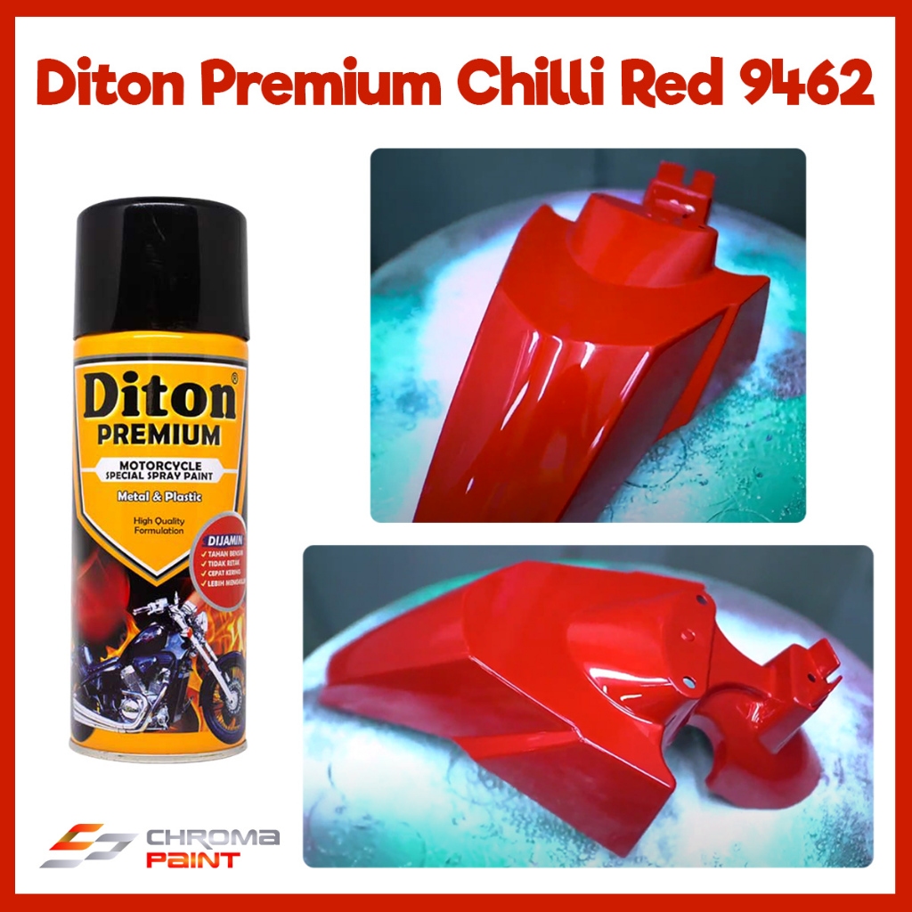 Diton Premium Warna Merah Solid - Chilli Red 9462 - Cat Motor Pilok Diton