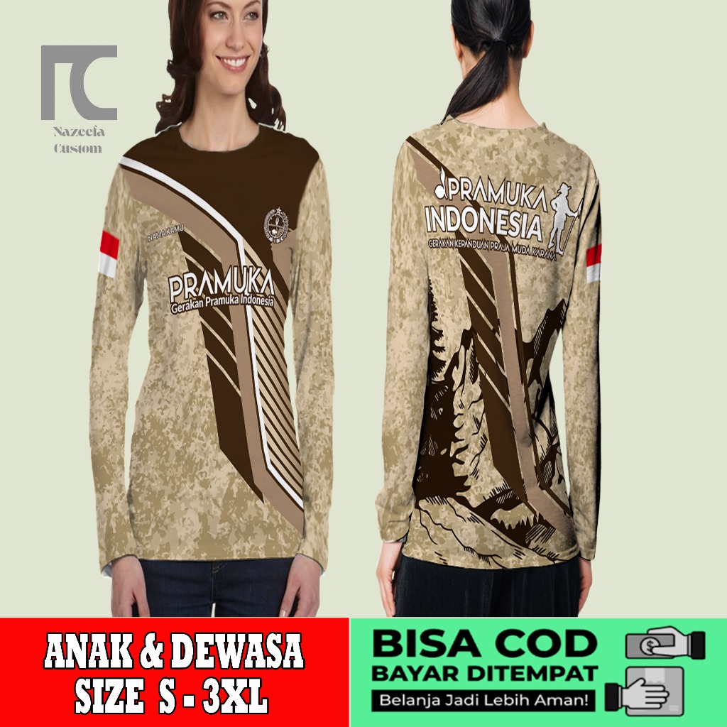kaos pramuka lengan panjang | Kaos Baju Wanita Pramuka Pembina Lengan Panjang Fullprint art 05