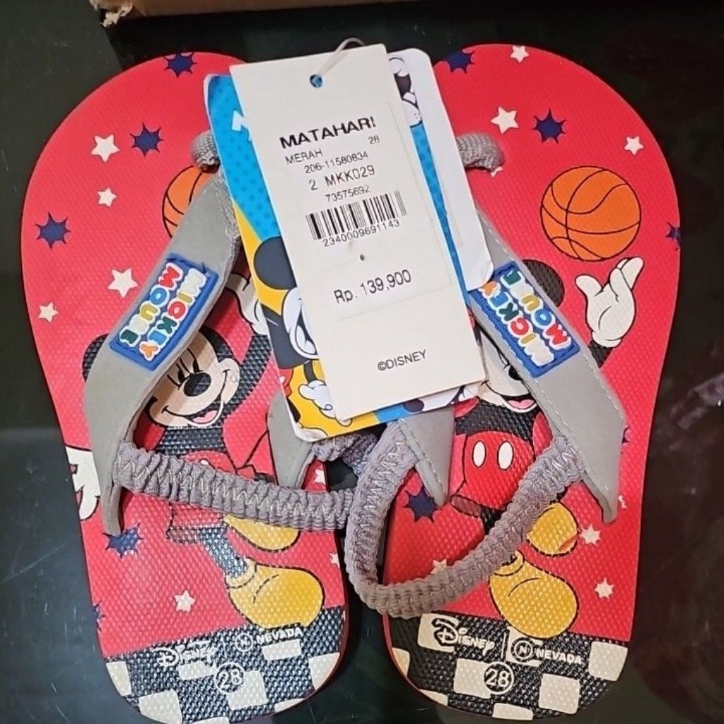 Nevada x Disney Mickey sendal jepit karet anak size 28