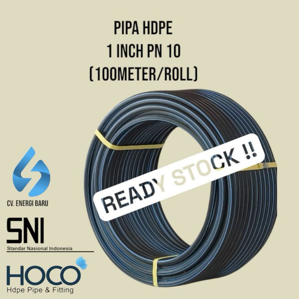 pipa hdpe 1 inch pn 10(100m/roll)