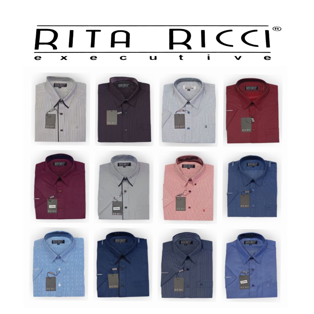 Kemeja Motif Rita Ricci Lengan Pendek Reguler Fit Size (S - 5XL) Pria Dewasa