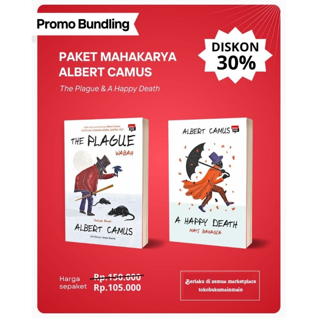 Buku A Happy Death + The Plague (2 Buku Albert Camus)