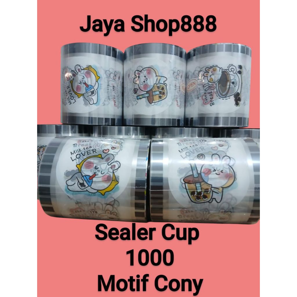 Lid Sealer Cup Plastik Motif Cony;Seal Cup Milk Tea Lover Isi +/-1000 Cup