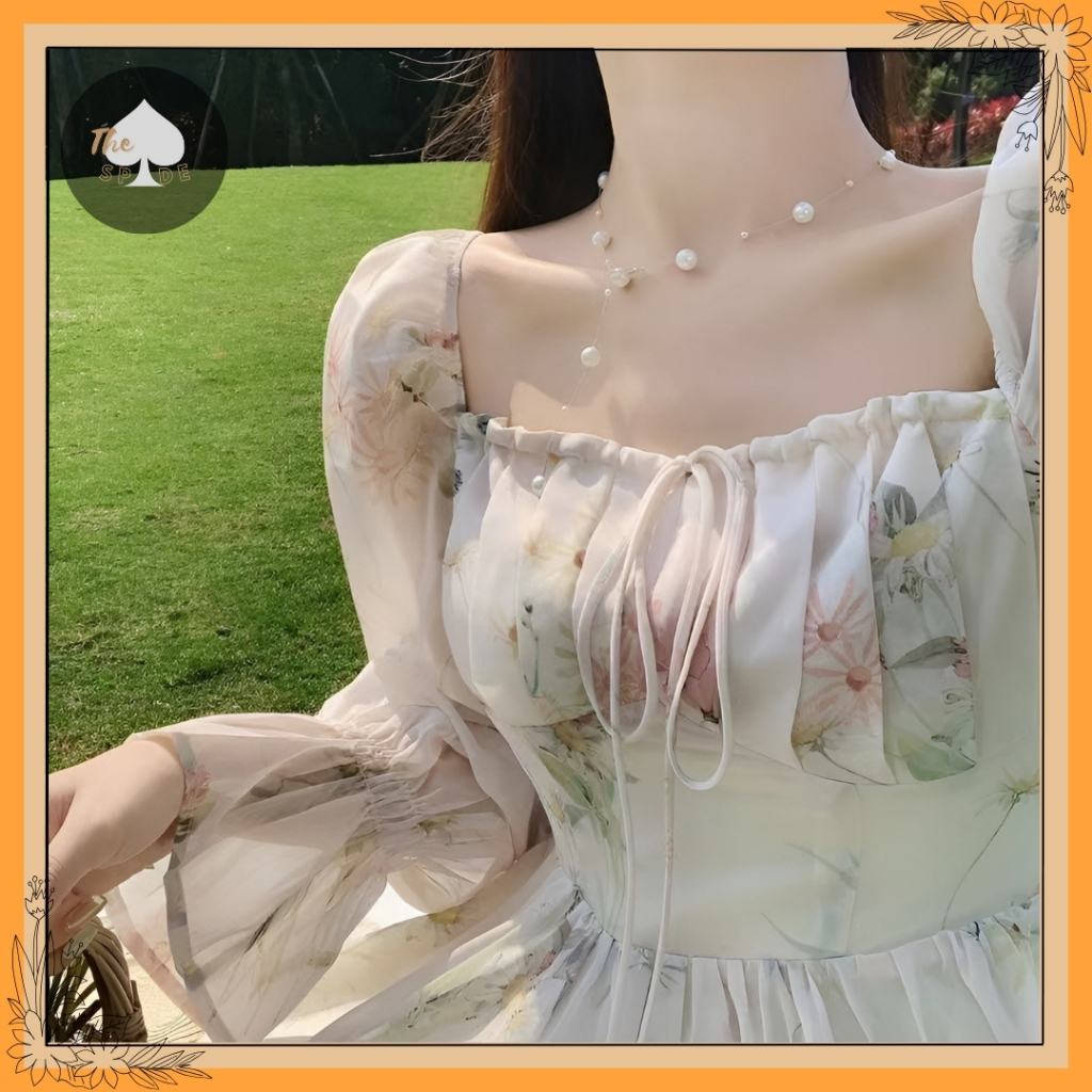 BEST SELLER THESPADE MIDI DRESS - KOREAN FLORAL MIDI DRESS PREMIUM LIMITED WITH LONG SLEEVE MOTIF