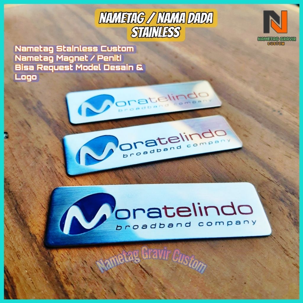 

Nametag Papan Nama Dada Nametag Magnet Nametag Grafir Custom Bahan Stainless Perekat Magnet atau Peniti