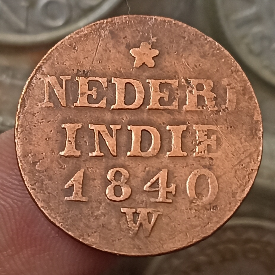Koin Kuno Indonesia (Netherlands East Indies) 1 Cent/Duit - Willem I Tahun 1840 W