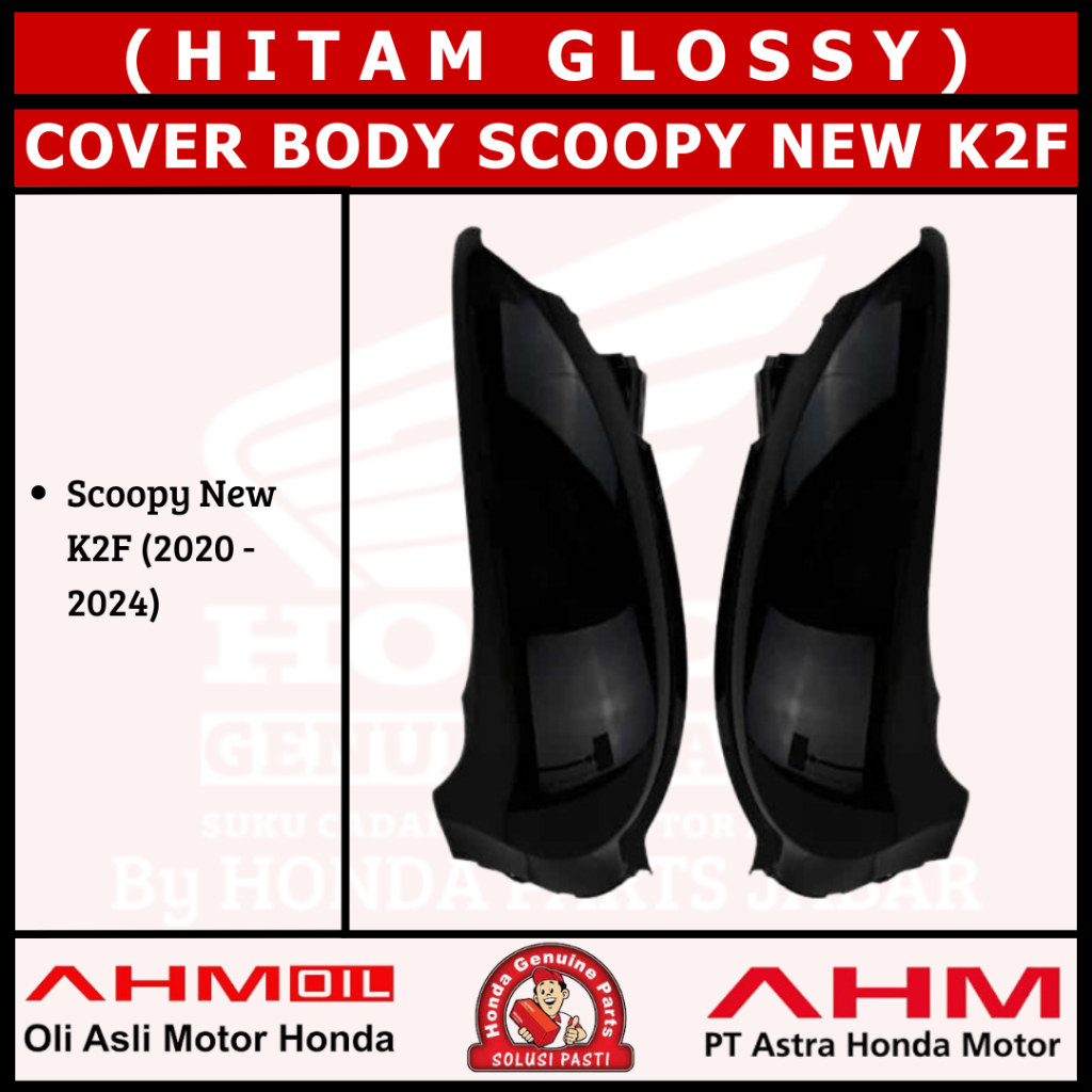 Cover Body Kanan/Kiri Scoopy New 2021 K2F (Hitam Glossy) 83500K2FN00FMB 83600K2FN00FMB