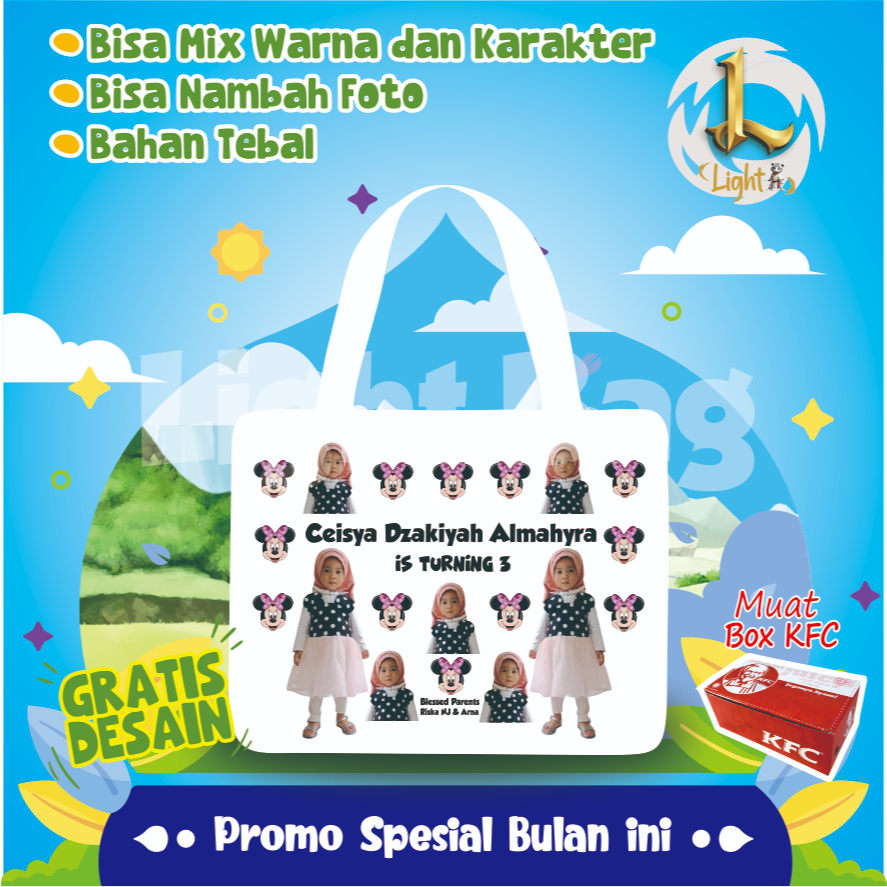 

Tema Caricatur Kepala // Tas Ulang Tahun / Hampers / Goodie bag / Tas Souvenir / Tas Custom / Terlaris!!