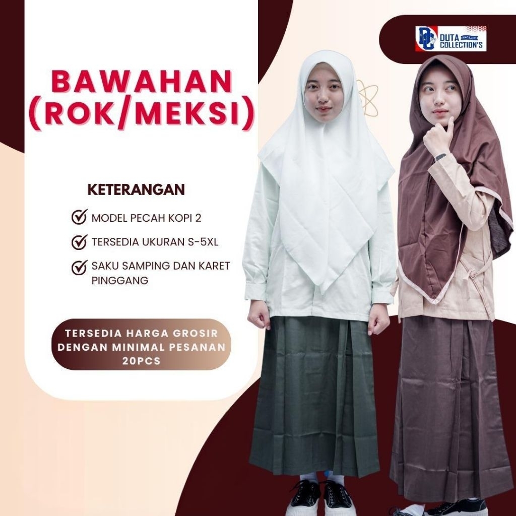 Meksi sekolah, Rok sekolah SMP SMA, Rok pramuka, Rok putih