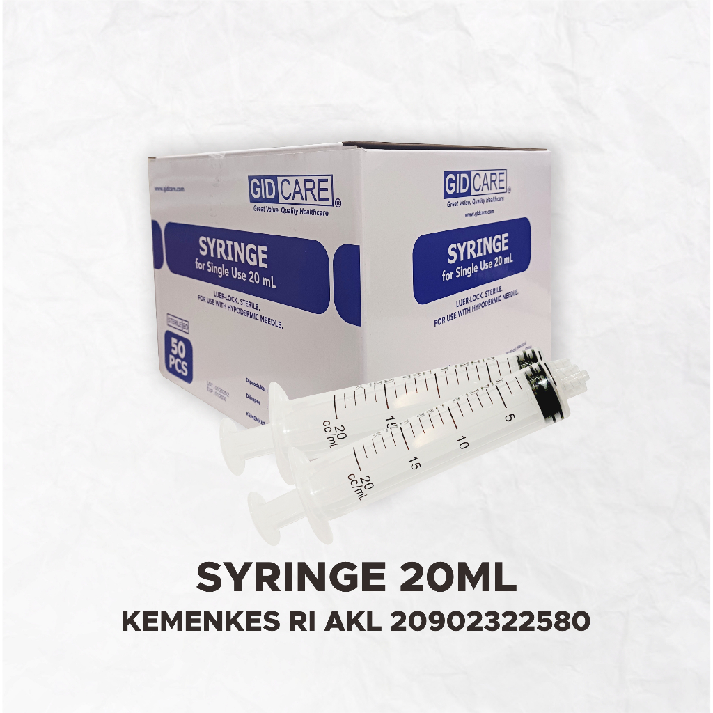 GIDCARE Disposable Syringe Spuit 20cc Without Needle