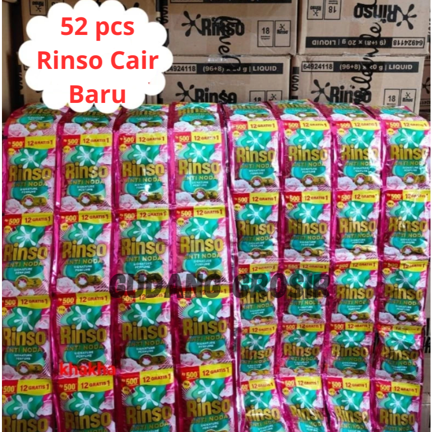 52 PCS Rinso Renceng 20 ml isi sachet Anti Noda + Molto