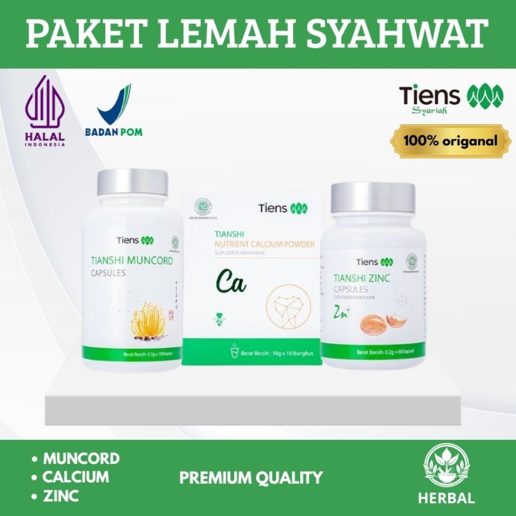 Herbal China Tiens Paket Lemah syahwat| Loyo | Susah bangun | 3 Produk lengkap segel calcium - munco
