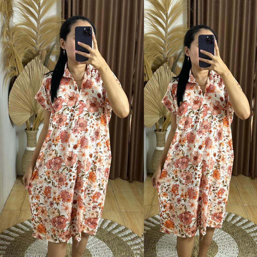 Tiara Korean Midi Dress Kerah Dan Ada Saku Rayon Premium Grade A