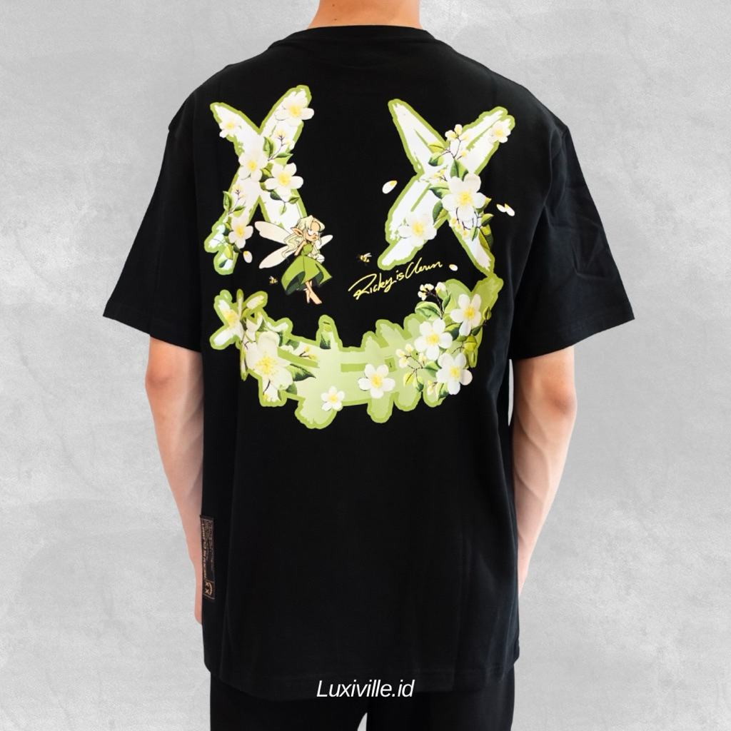 RIC Ricky Is Clown Painted Camellia Black Tee Original / RickyIsClown Authentic