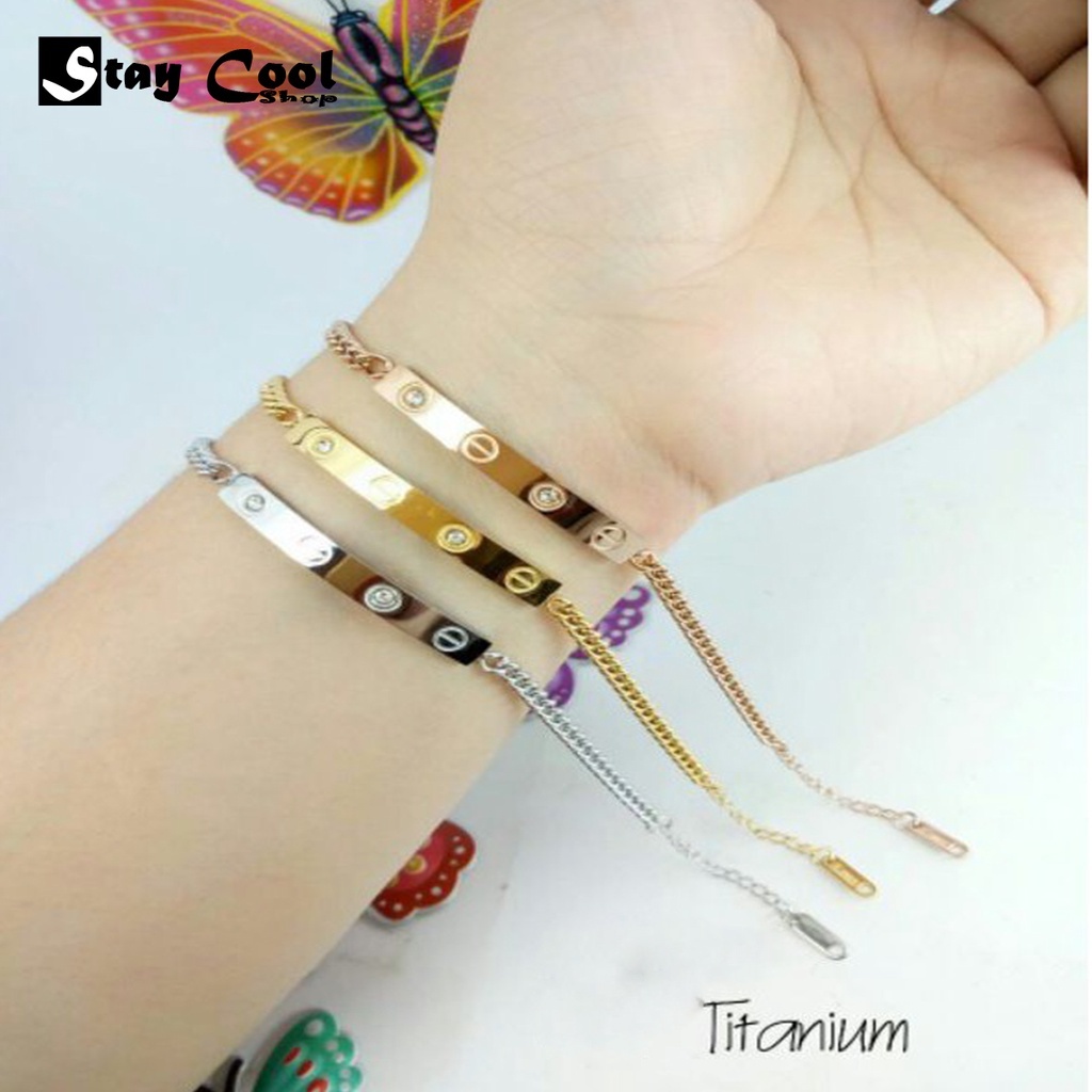 Gelang Titanium Asli Anti Luntur / Gelang Rantai Titanium / Gelang Rantai Titanium Terbaru