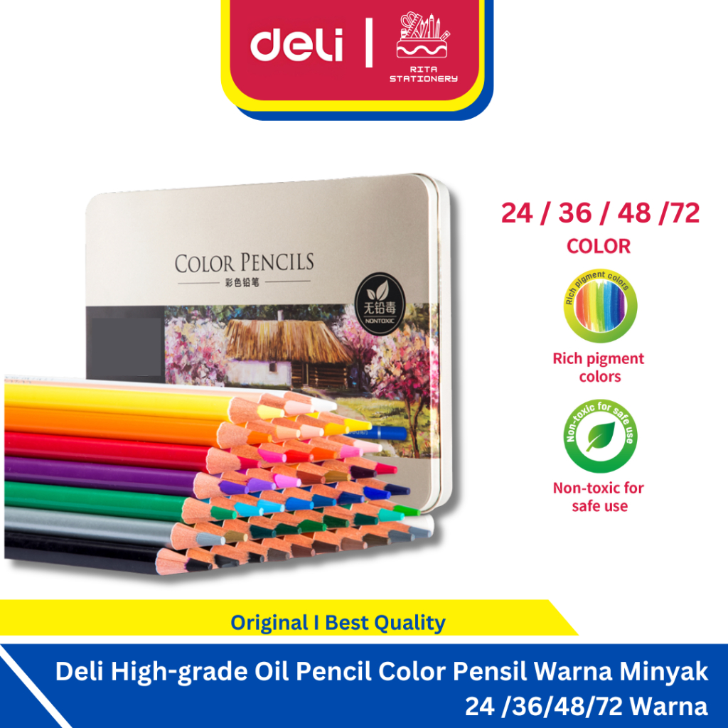 

Deli High-grade Oil Pencil Color Profesional Beginner Pensil Warna Minyak 24/36/48/72 Warna 656X