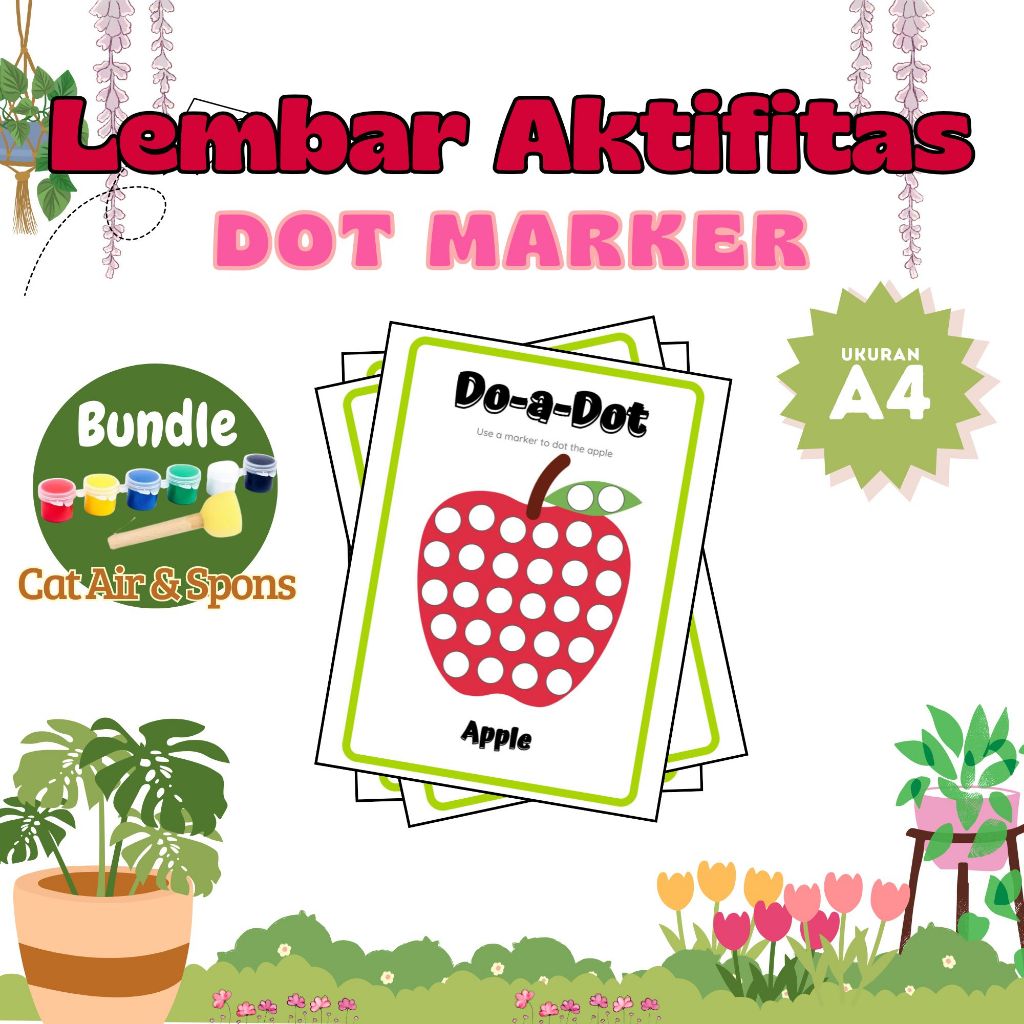 Lembar Aktifitas Anak TK PAUD Dot Painting Marker