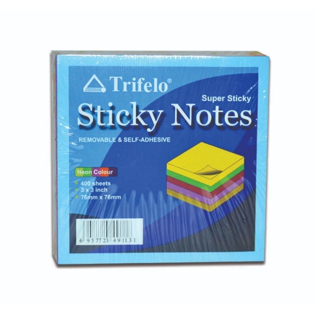 

Trifelo - Sticky Note Rainbow Color Tf-0245 Isi 400s / Stick Note Trifelo 8Color 75x75mm 400s / Lembar Kertas Note Catatan Warna Warni