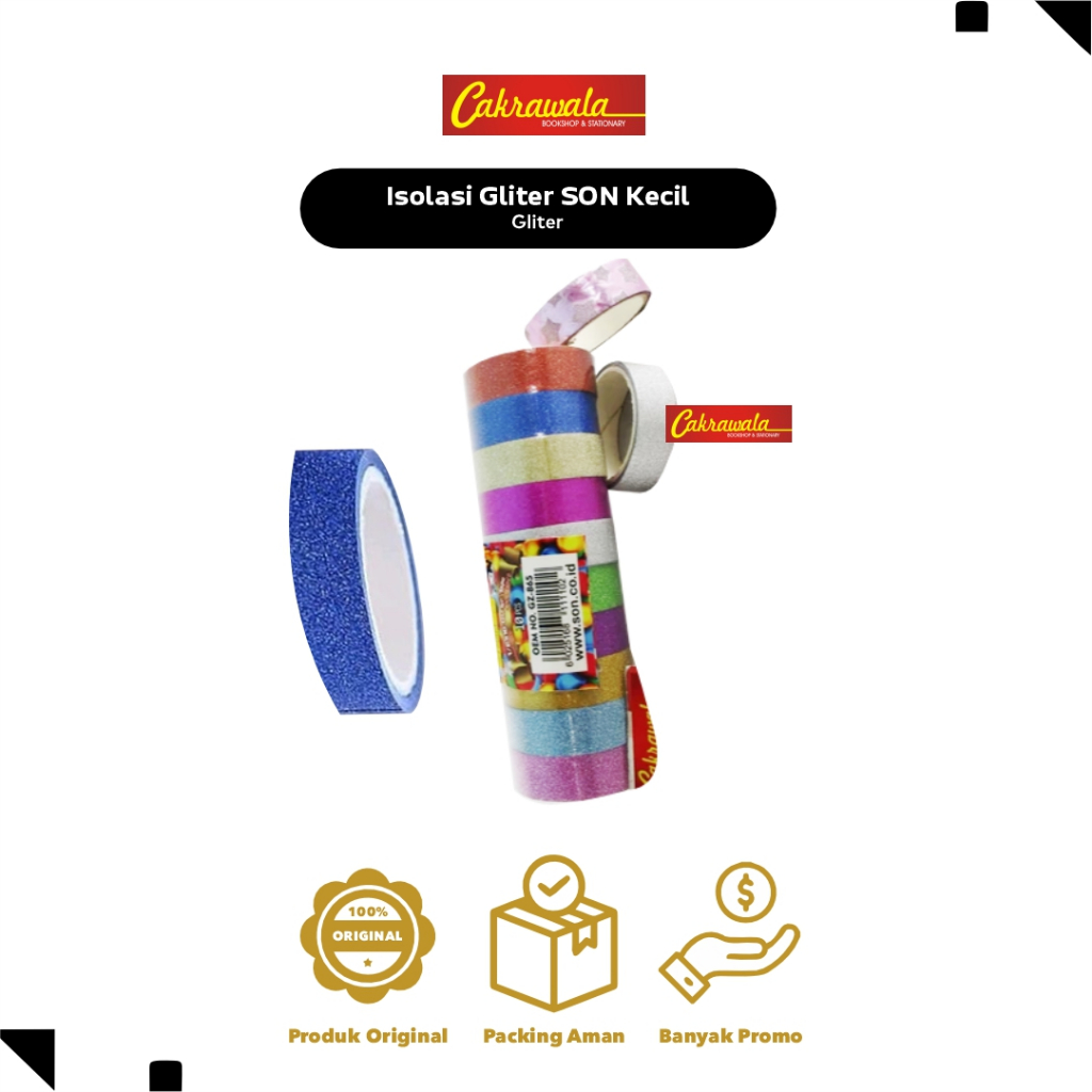 Isolasi Glitter Kecil 1/2 Inch x 5 Meter | Lakban Glitter Warna Warni untuk Dekorasi & Kado