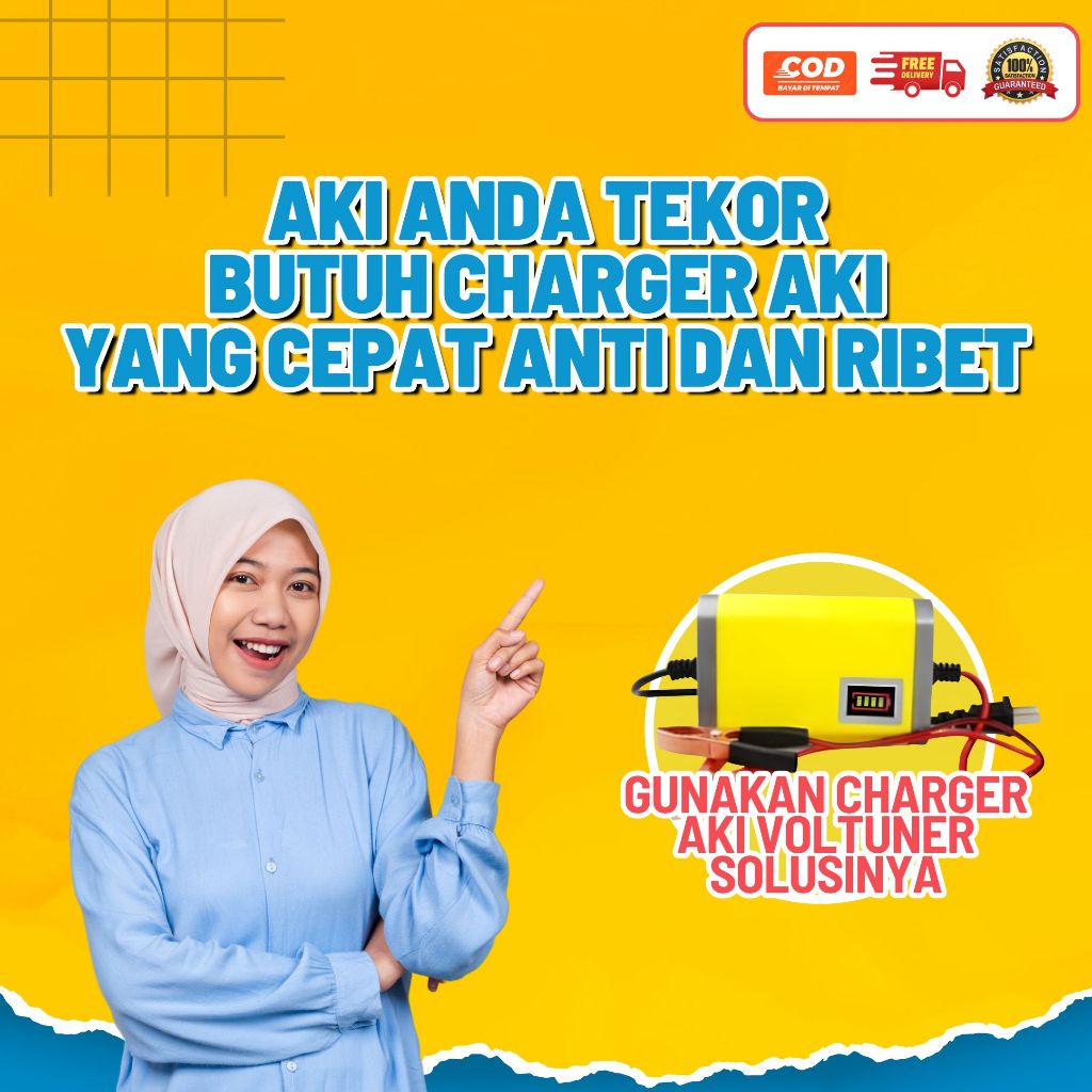 Charger Aki Mobil Motor Voltuner 12V/2A Cas Aki Mobil Dan Motor Charger Accu Berkualitas