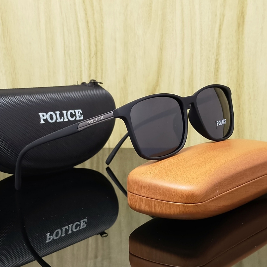KACAMATA HITAM POLICE 1216 TERBARU LENSA KACA PHOTOCROMIC POLARIZED ANTISILAU ANTIRADIASI OUTDOOR IN