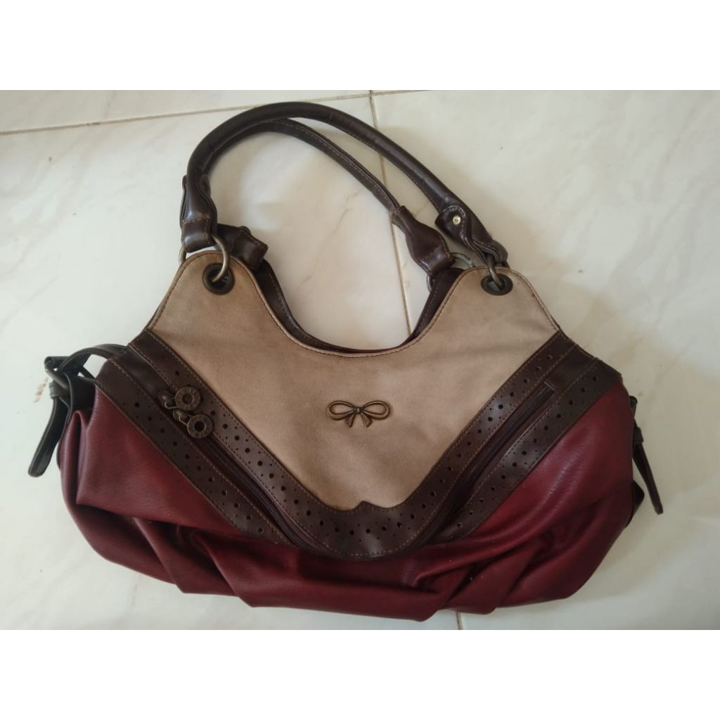 Tas Selempang Sophie Martin Original – Warna Cokelat Merah Marun – Preloved