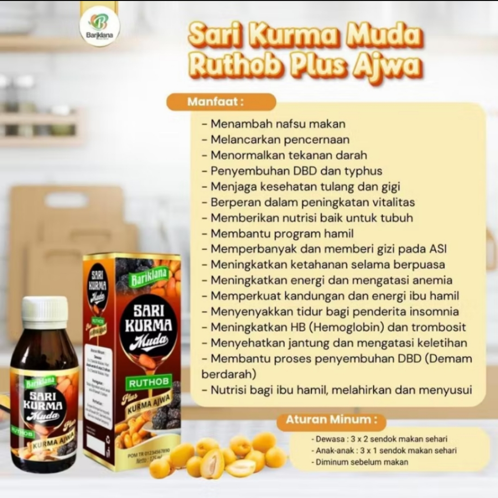 

Barikana Sari Kurma Muda Ruthob Plus Ajwa