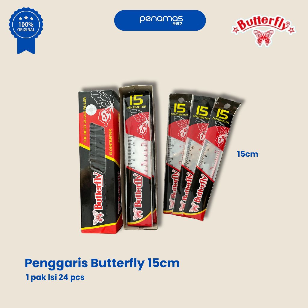 

PENGGARIS PLASTIK BUTTEFLY 15 CM / PCS