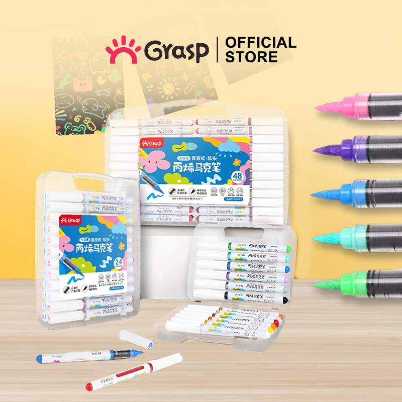 

GRASP Marker Acrylic Brush Pen 12/24/36/48 Warna Spidol Akrilik Lentur Sketsa Seni MW003