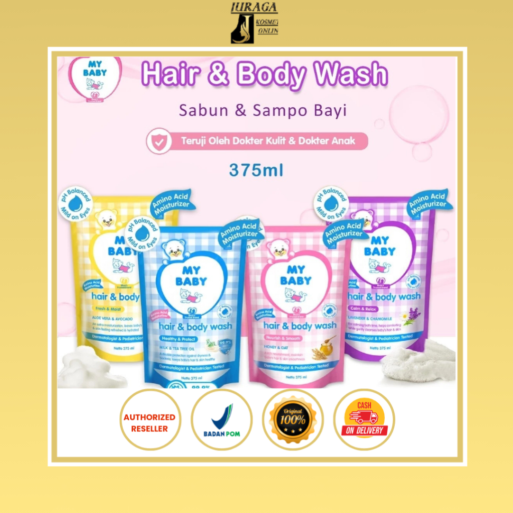 My Baby Hair & Bodywash (Refill) 375ml - Shampo Sabun Cair Isi Ulang