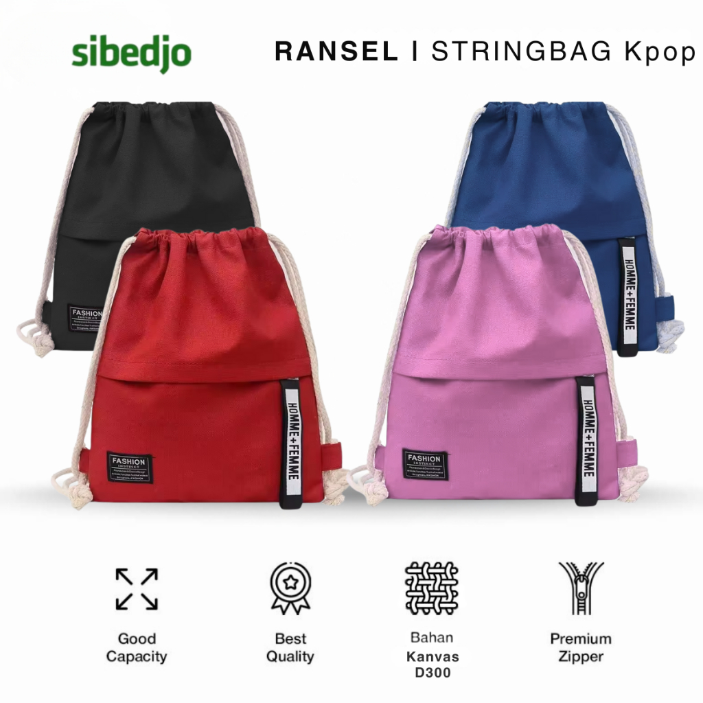 Tas Serut Wanita STRINGBAG KPOP – Drawstring Bag Sekolah Motif KPOP Unik Trendy