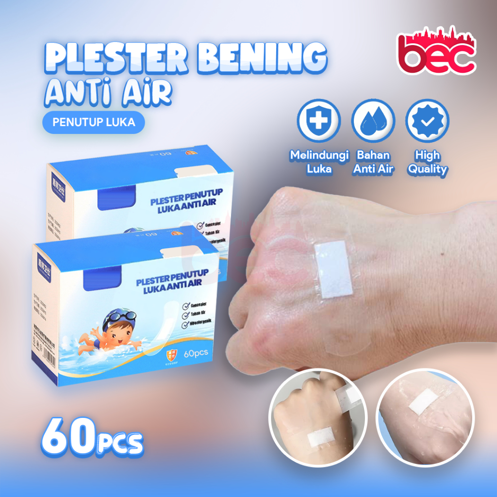 [BEC] Plester Bening Penutup Luka Anti Air | Plester Transparan Waterproof | Plester Luka untuk Rena