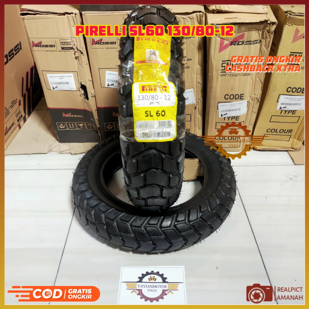 Ban Motor Matic Pirelli SL60 Tubeless 130/80-12 Ban Motor Ban Matic Depan Scoopy Genio Beat Street N