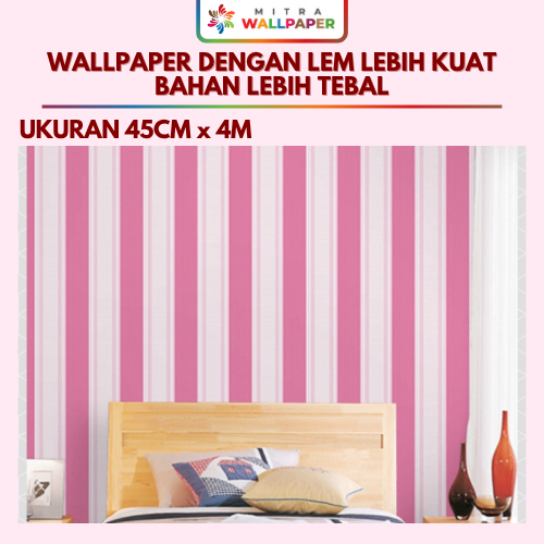 Wallpaper Dinding Kamar Motif Garis Salur Warna Pink Wallpaper Dinding Ruang Tamu Minimalis Elegan