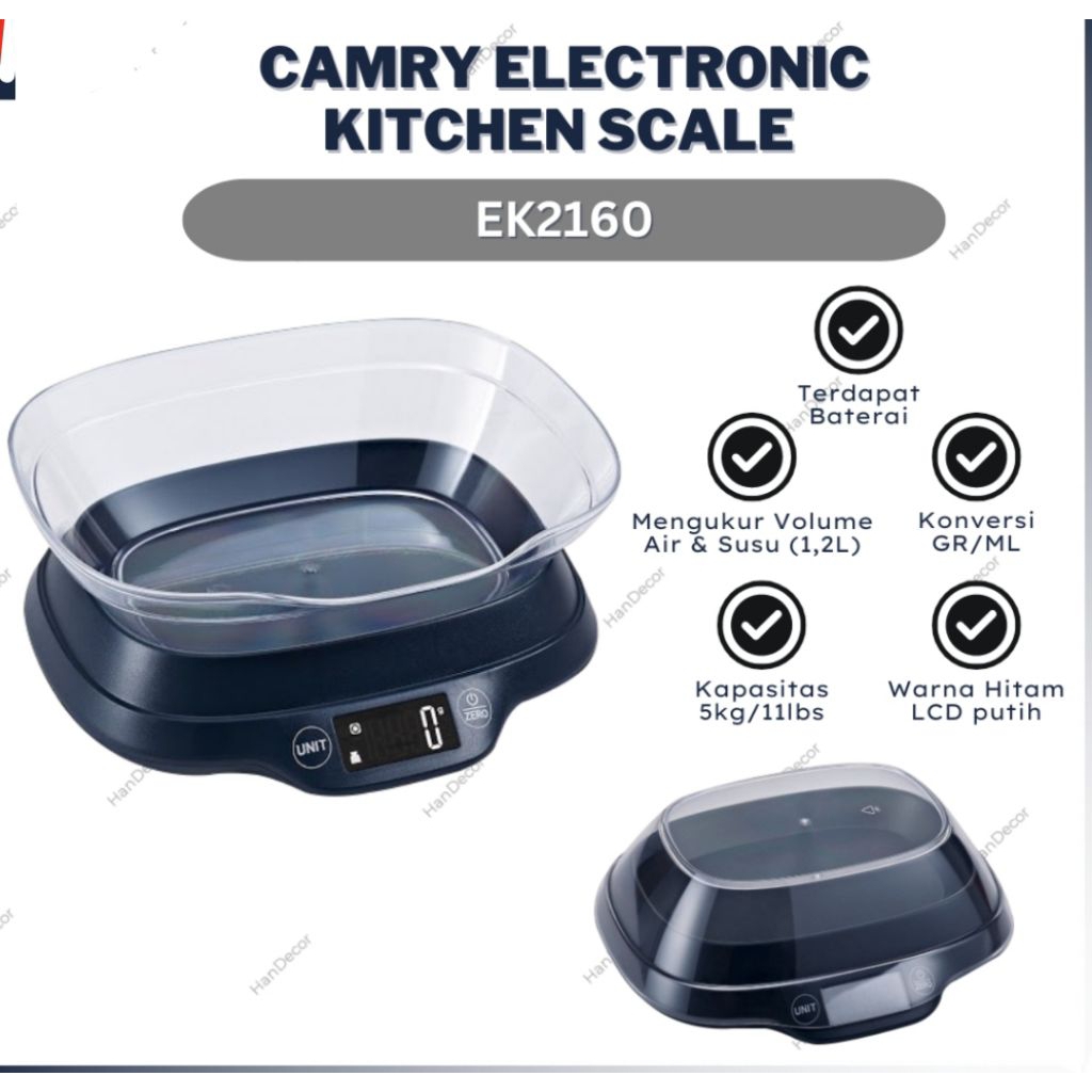 Timbangan Dapur Digital Camry EK 2160H /2160H 5kg ORIGINAL CAMRY