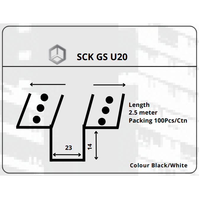 U Channel / Tali Air / Groove Joint / PVC SCK GS U20 W/B(2.5M)