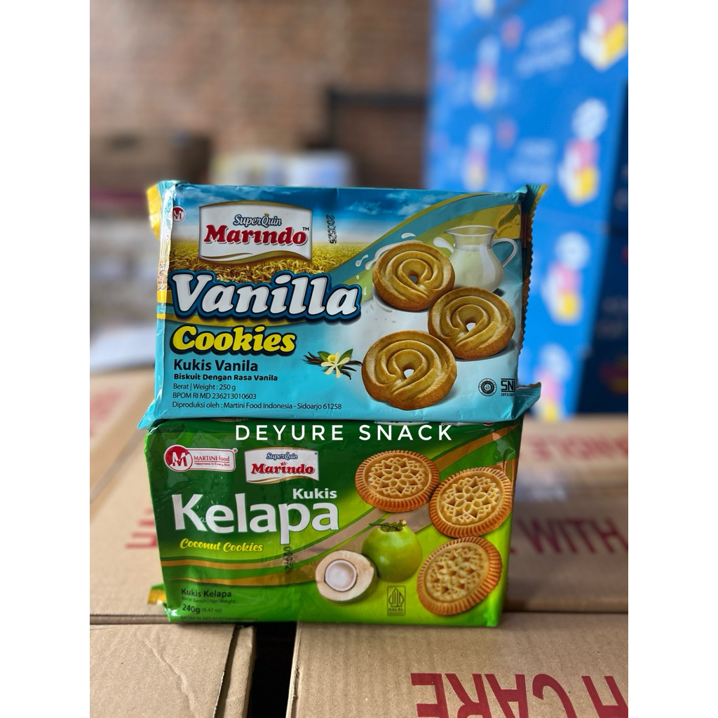 

Marindo Vanila & Coconut Cookies 1 karton isi 24 pack Biskuit Rasa Vanila Kelapa Snack Hajatan
