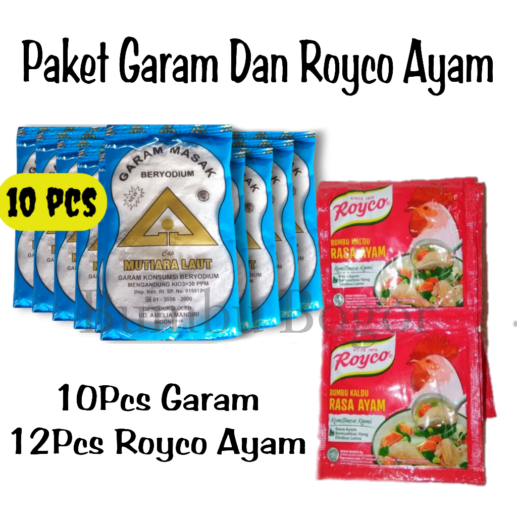 

Paket Garam 10pcs Royco 12pcs / Garam 10pcs Masako 12pc